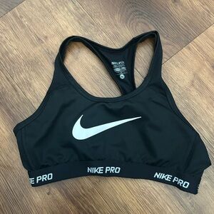 Kids  Black Sports Bra with White Swoosh